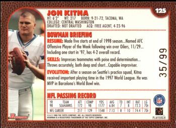 1999 Bowman - Gold #125 Jon Kitna Back