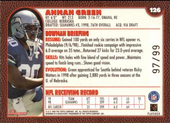 1999 Bowman - Gold #126 Ahman Green Back