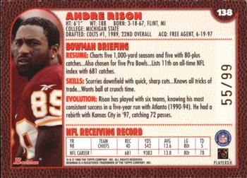 1999 Bowman - Gold #138 Andre Rison Back