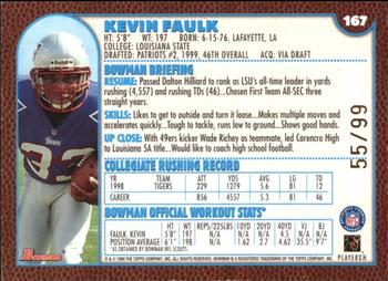 1999 Bowman - Gold #167 Kevin Faulk Back