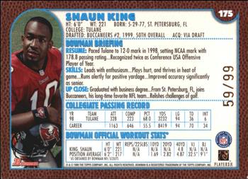 1999 Bowman - Gold #175 Shaun King Back