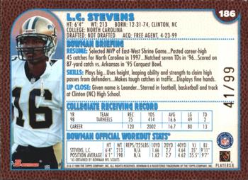 1999 Bowman - Gold #186 L.C. Stevens Back