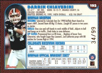 1999 Bowman - Gold #192 Darrin Chiaverini Back