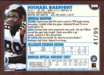 1999 Bowman - Gold #205 Michael Basnight Back