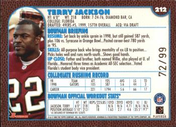 1999 Bowman - Gold #212 Terry Jackson Back