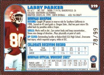 1999 Bowman - Gold #219 Larry Parker Back
