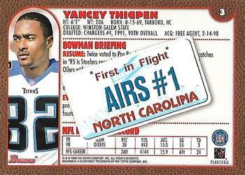 1999 Bowman - Interstate #3 Yancey Thigpen Back