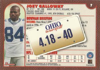1999 Bowman - Interstate #7 Joey Galloway Back