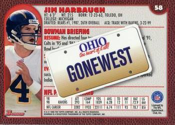 1999 Bowman - Interstate #58 Jim Harbaugh Back