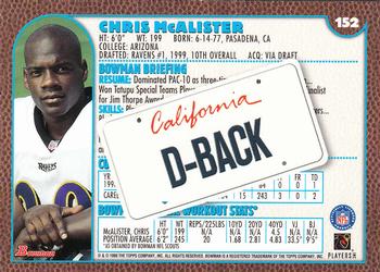 1999 Bowman - Interstate #152 Chris McAlister Back