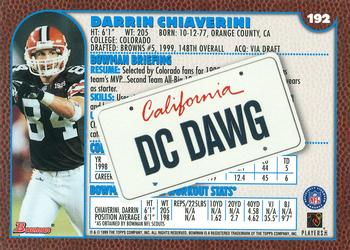 1999 Bowman - Interstate #192 Darrin Chiaverini Back