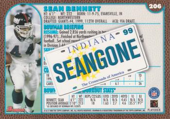 1999 Bowman - Interstate #206 Sean Bennett Back