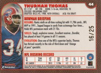 1999 Bowman Chrome - Gold Refractors #44 Thurman Thomas Back