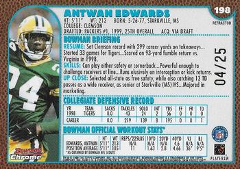 1999 Bowman Chrome - Gold Refractors #198 Antuan Edwards Back