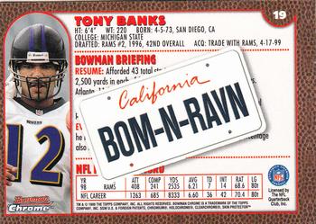 1999 Bowman Chrome - Interstate #19 Tony Banks Back