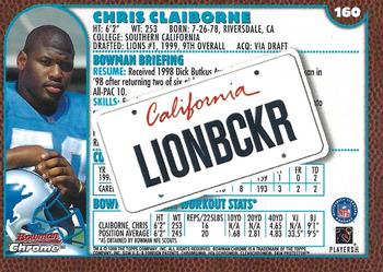 1999 Bowman Chrome - Interstate #160 Chris Claiborne Back