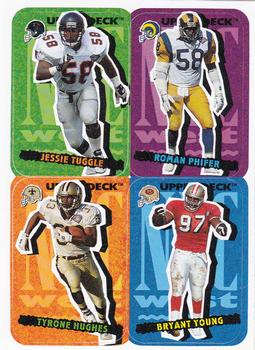 1995 Collector's Choice Update - Stick-Ums #34 Tyrone Hughes / Roman Phifer / Jessie Tuggle / Bryant Young Front