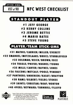 1995 Collector's Choice Update - Stick-Ums #37 Carolina Panthers / Morten Andersen / John Kasay / Troy Drayton Back