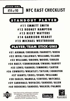 1995 Collector's Choice Update - Stick-Ums #59 Arizona Cardinals / Jay Novacek / Frank Sanders / Terry Allen Back