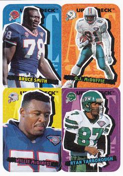 1995 Collector's Choice Update - Stick-Ums #64 Bruce Smith / O.J. McDuffie / Willie McGinest / Ryan Yarborough Front
