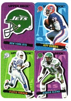 1995 Collector's Choice Update - Stick-Ums #70 New York Jets / Jeff Burris / Floyd Turner / Aaron Glenn Front