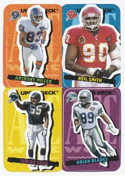 1995 Collector's Choice Update - Stick-Ums #83 Anthony Miller / Neil Smith / Junior Seau / Brian Blades Front