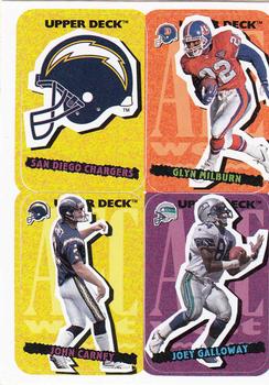 1995 Collector's Choice Update - Stick-Ums #89 San Diego Chargers / Glyn Milburn / John Carney / Joey Galloway Front