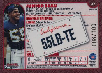 1999 Bowman Chrome - Interstate Refractors #37 Junior Seau Back