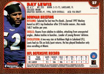 1999 Bowman Chrome - Refractors #27 Ray Lewis Back