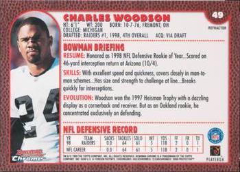 1999 Bowman Chrome - Refractors #49 Charles Woodson Back