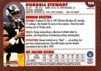 1999 Bowman Chrome - Refractors #124 Kordell Stewart Back