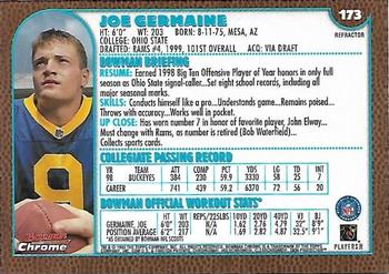 1999 Bowman Chrome - Refractors #173 Joe Germaine Back