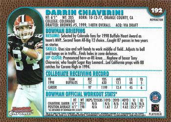1999 Bowman Chrome - Refractors #192 Darrin Chiaverini Back