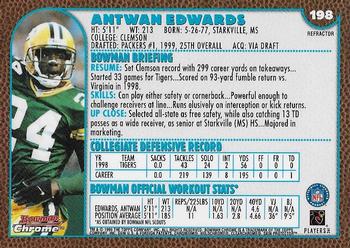 1999 Bowman Chrome - Refractors #198 Antuan Edwards Back