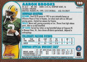 1999 Bowman Chrome - Refractors #199 Aaron Brooks Back