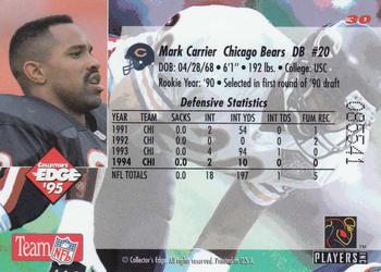 1995 Collector's Edge #30 Mark Carrier Back