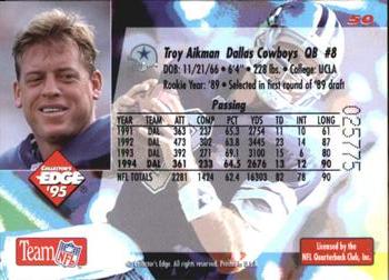 1995 Collector's Edge #50 Troy Aikman Back