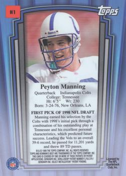 1999 Bowman's Best - Honor Roll #H1 Peyton Manning Back