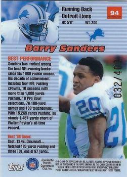 1999 Bowman's Best - Refractors #94 Barry Sanders Back