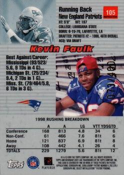 1999 Bowman's Best - Refractors #105 Kevin Faulk Back