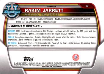 2022 Bowman University Chrome - Refractor #2 Rakim Jarrett Back