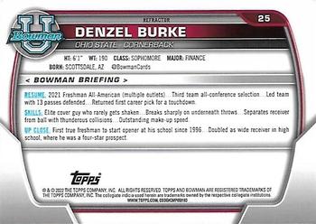 2022 Bowman University Chrome - Refractor #25 Denzel Burke Back
