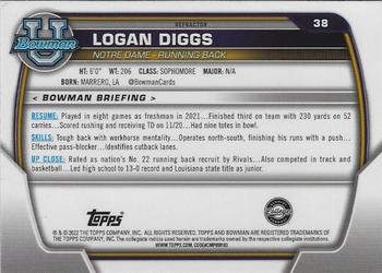 2022 Bowman University Chrome - Refractor #38 Logan Diggs Back