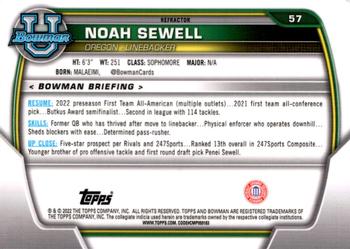 2022 Bowman University Chrome - Refractor #57 Noah Sewell Back