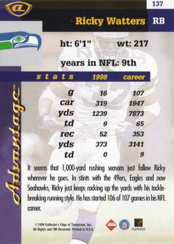 1999 Collector's Edge Advantage - Gold Ingot #137 Ricky Watters Back