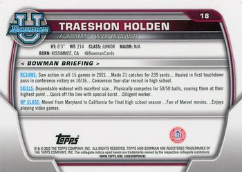 2022 Bowman University Chrome - Pink Refractor #18 Traeshon Holden Back
