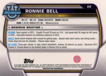 2022 Bowman University Chrome - Pink Refractor #22 Ronnie Bell Back