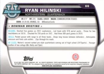 2022 Bowman University Chrome - Pink Refractor #66 Ryan Hilinski Back