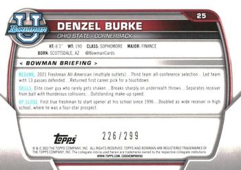 2022 Bowman University Chrome - Aqua Refractor #25 Denzel Burke Back