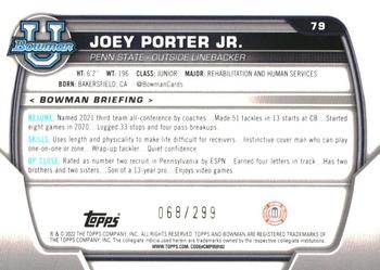 2022 Bowman University Chrome - Aqua Refractor #79 Joey Porter Jr. Back